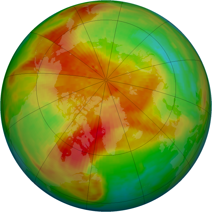 Arctic ozone map for 22 March 1992